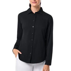Coolibar Black Rhodes Long Sleeve Shirt Button Down Shirt, NWT Size Small